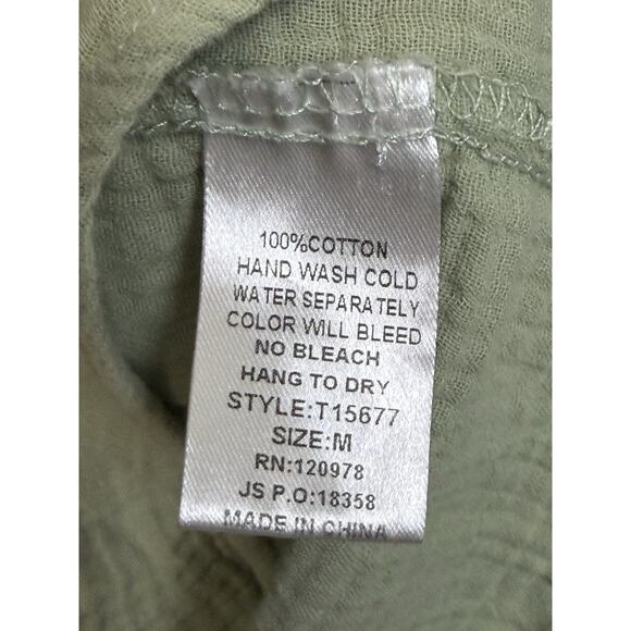 Entro Women's Blouse Sz M Button Up Long Sleeves Green Classic Casual - Picture 9 of 12